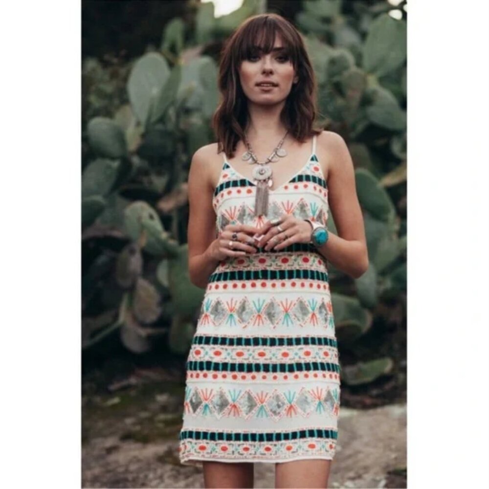 Raga Silver Sun Beaded Mini Dress